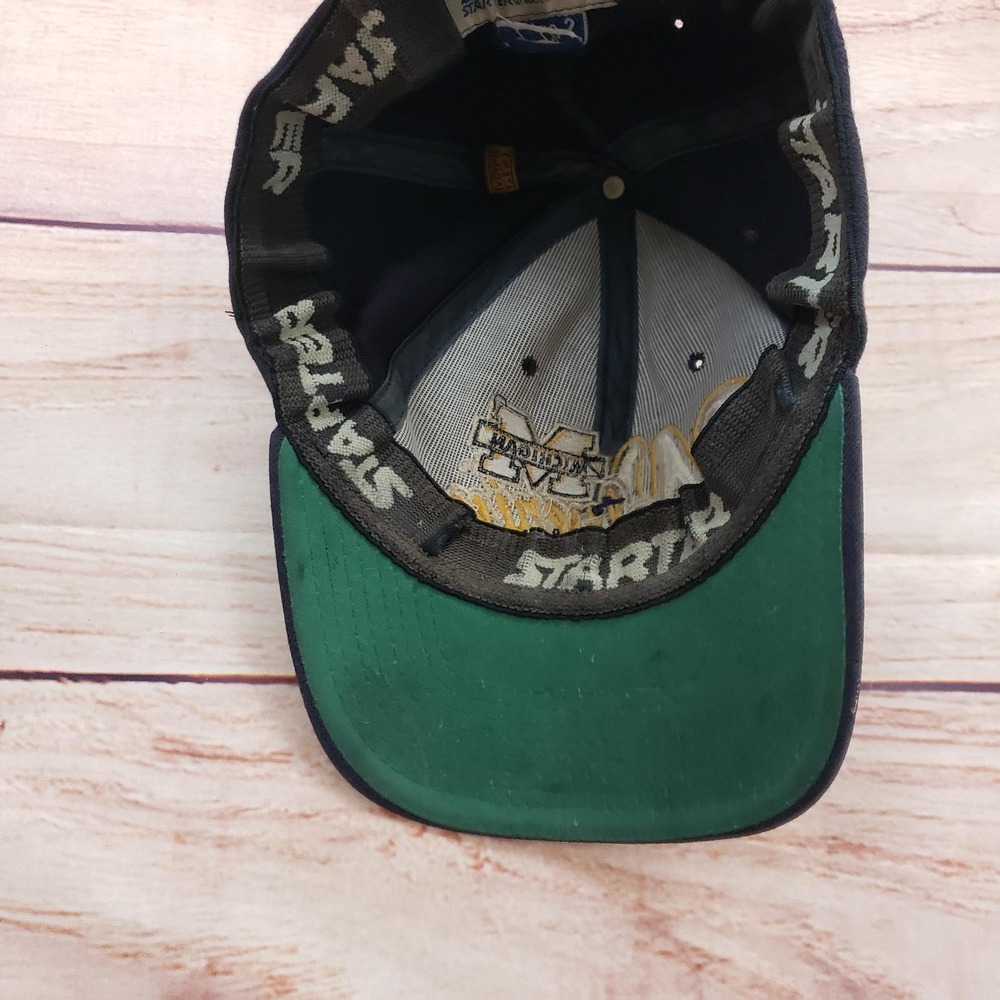 Vintage Michigan Wolverines Hat Cap Fitted Mens‎ 7-7 3/4 NCAA Starter 90s - Picture 5 of 11